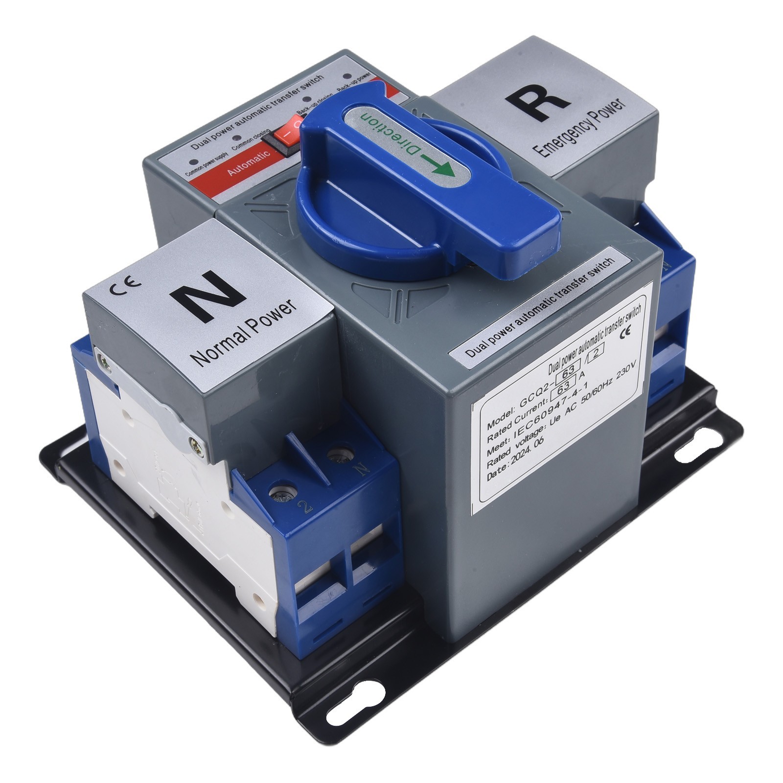 Blue Dual Power Auto Changeover Switch Generator Transfer Switch 63A 2P