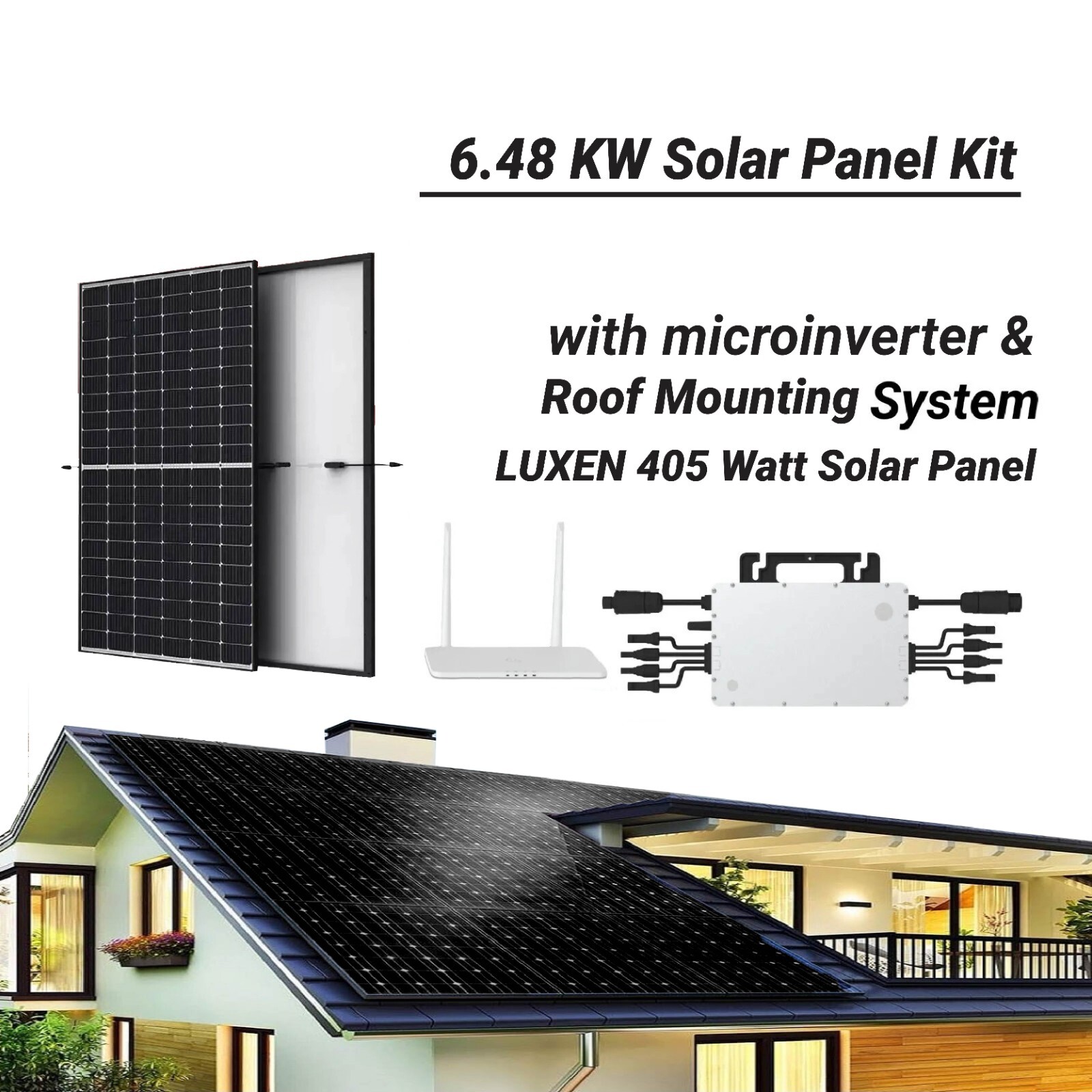 6.48 kW Solar Panels DIY Grid Tie Kit with Microinverter &Racking On-Grid System