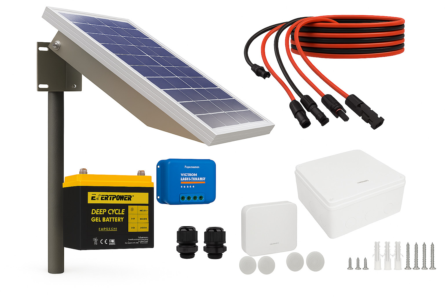 Ready to the Wire-Free Outdoor Power Kit | 50W Solar Panel + 12V Battery + MPPT