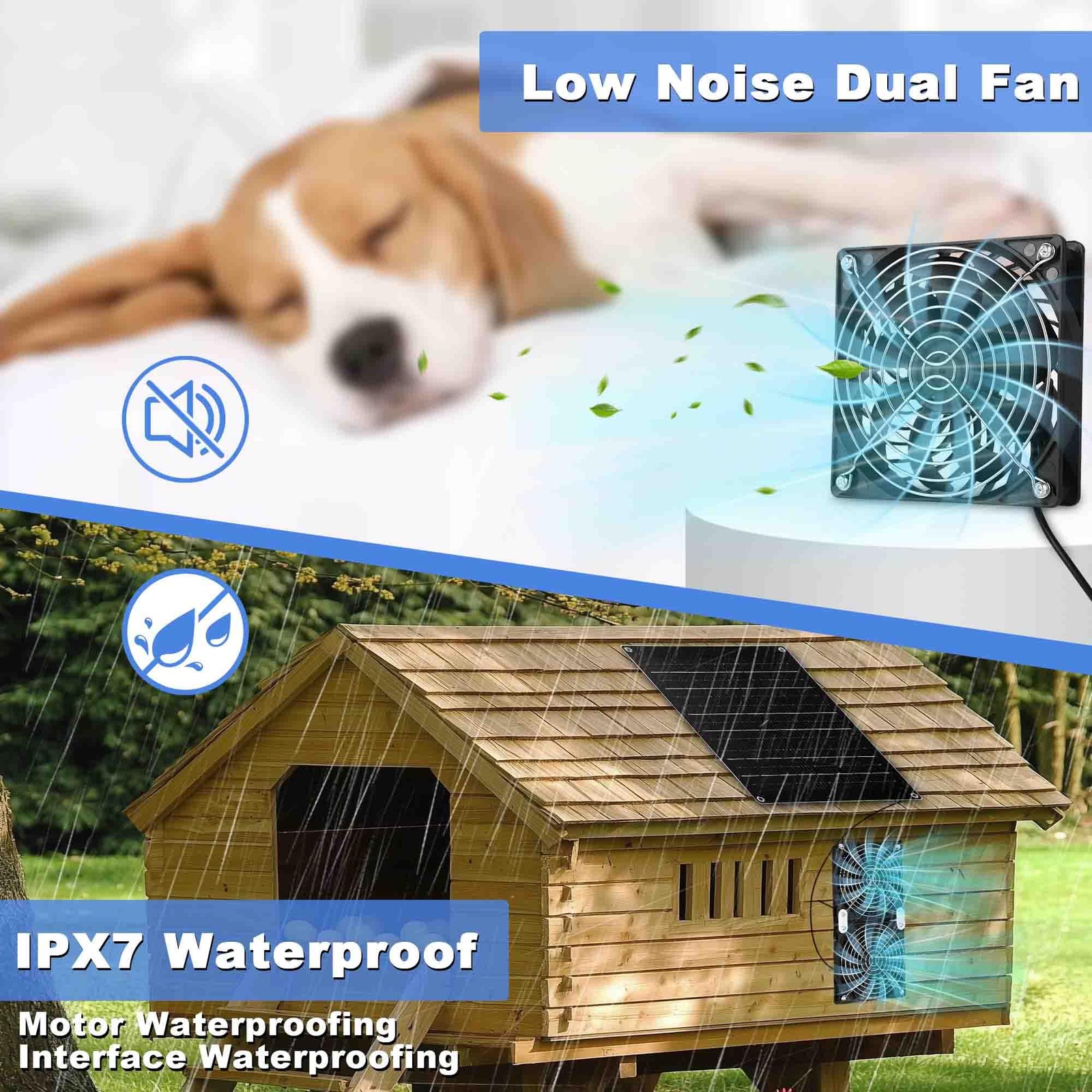 Juego De 2 Ventiladores Solares De 30W Para Flujo De Aire En Gallineros Lujo