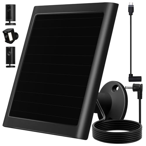 6W Solar Panel Charger for Ring Camera, Compatible with Ri ng Stick Black 1Pack