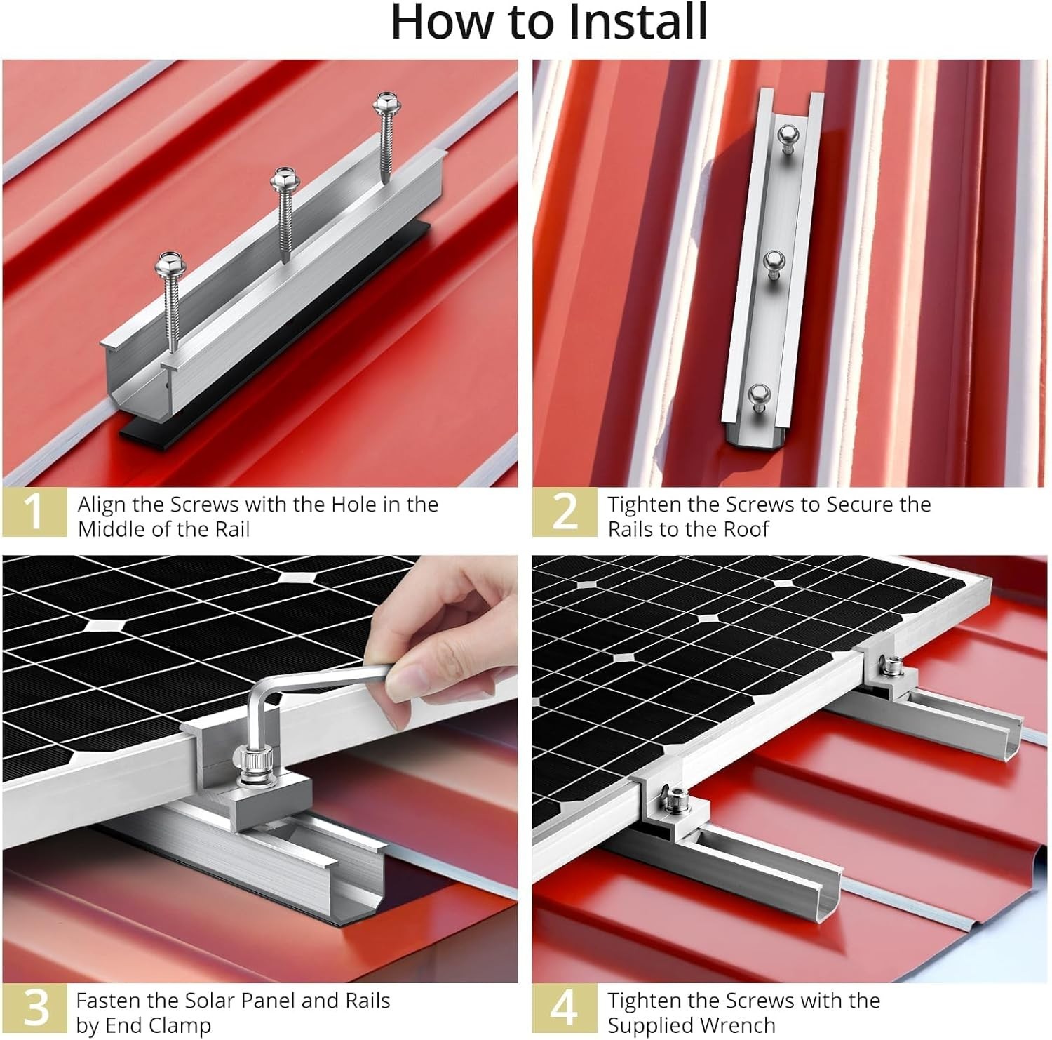 Solar Panel Bracket Kit, 6 Pcs 7.87 in Aluminium Solar Panel Mounting Rail 30Mm/