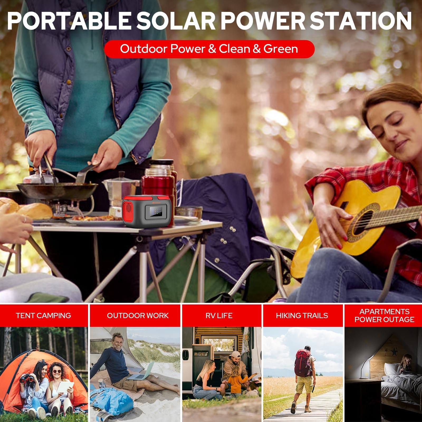 Portable Power Station 120W, Outdoor Power Bank Generator with AC Outlet, Ext…