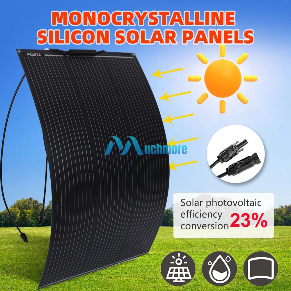 200W Watt Flexible Solar Panel 18V Mono Home RV Rooftop Camping Off-Grid Power