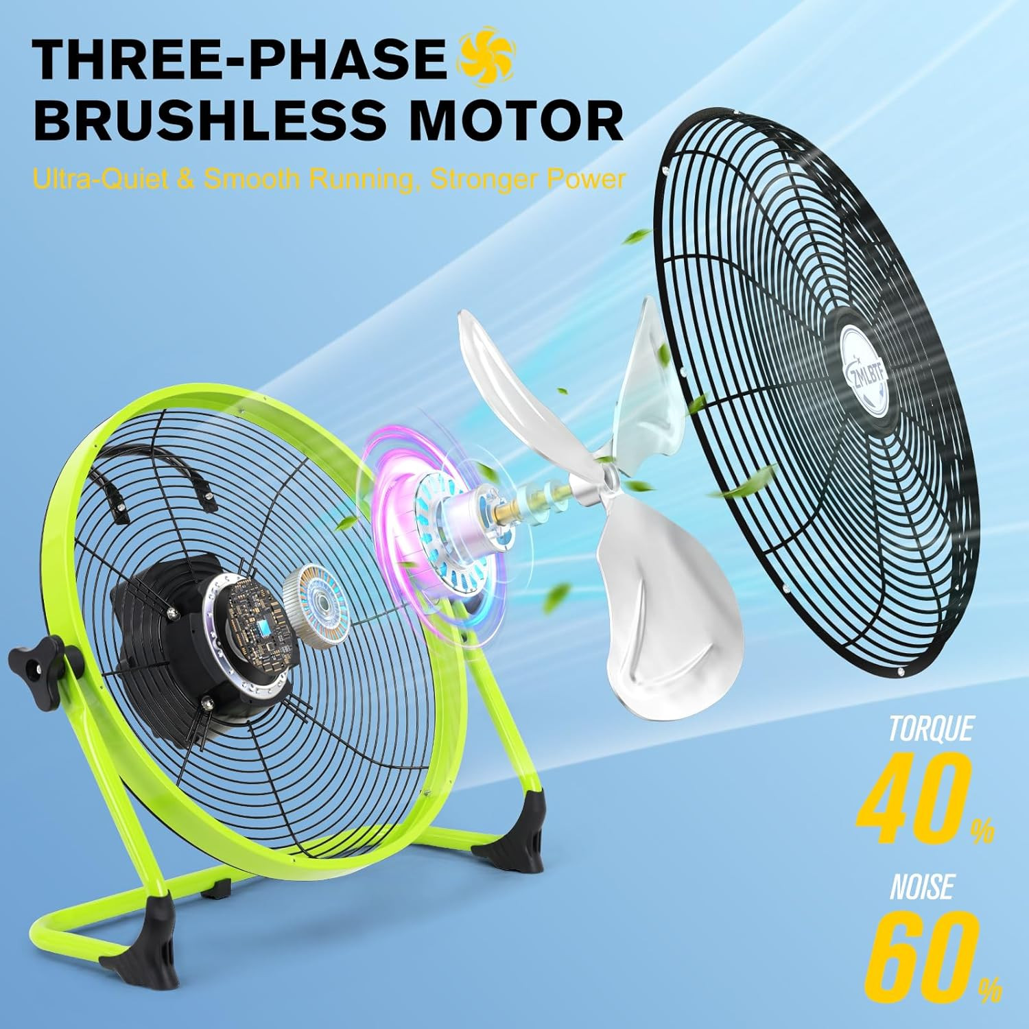 14″ Solar Powered Fan with 20W Solar Panel & Rechargeable Battery, Portable, Qui