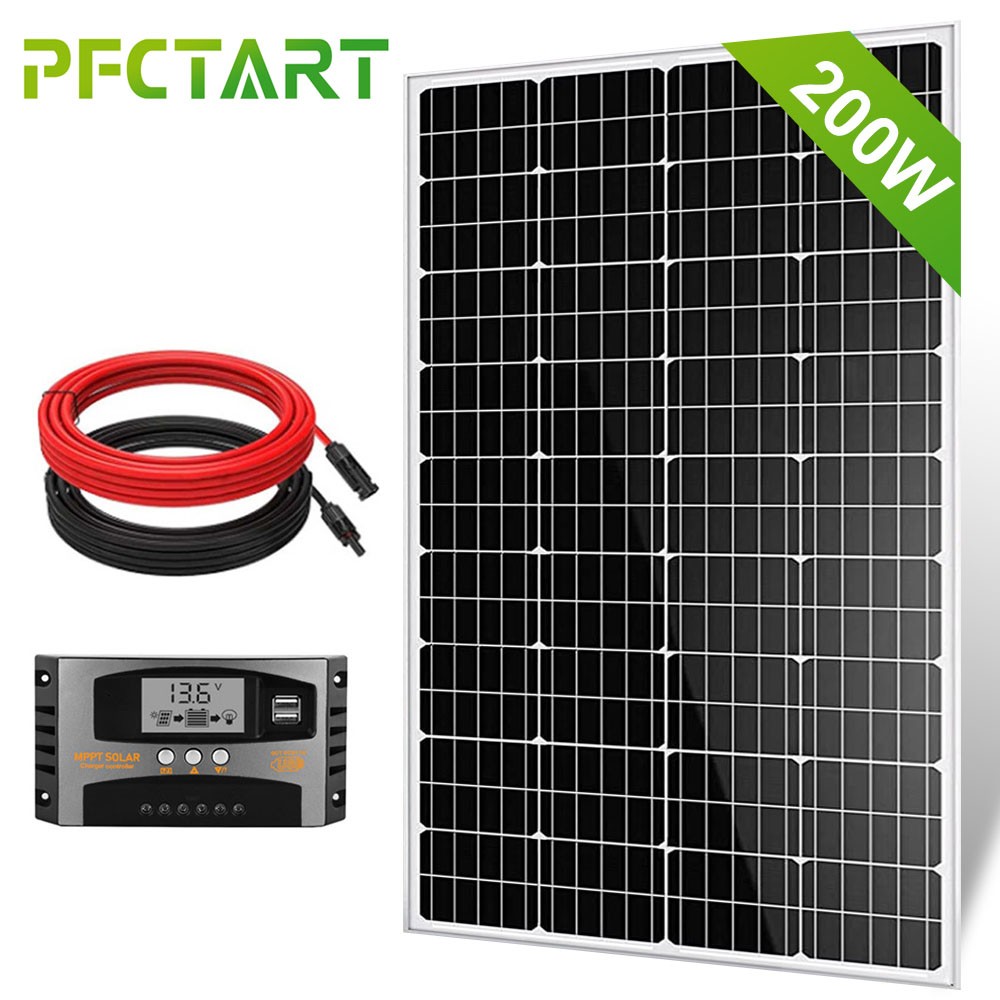 200W Solar Panel Kit High-Efficiency Charger Battery Off Grid For RV Home Boat