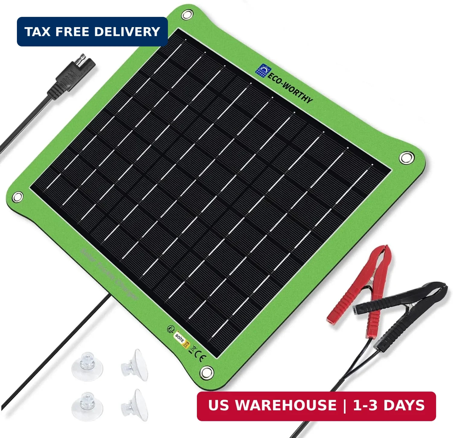 ECO-WORTHY Upgrade 7.5W Solar Car Battery Charger Maintainer 12V Waterproof Sola