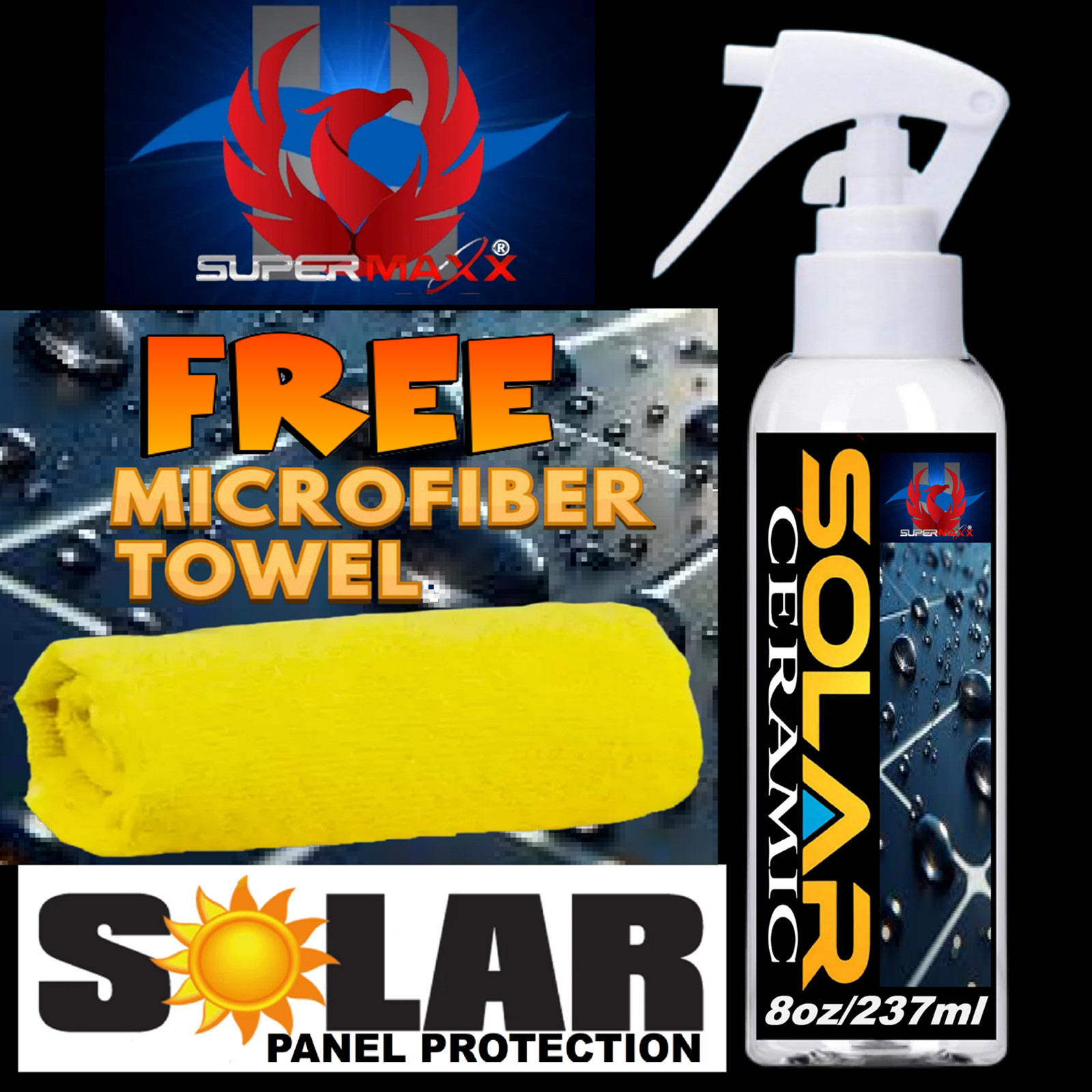 SOLAR PANEL PROTECTION SUPERMAXX TRICURE TECHNOLOGY POLYSILAZANE CERAMIC COATING