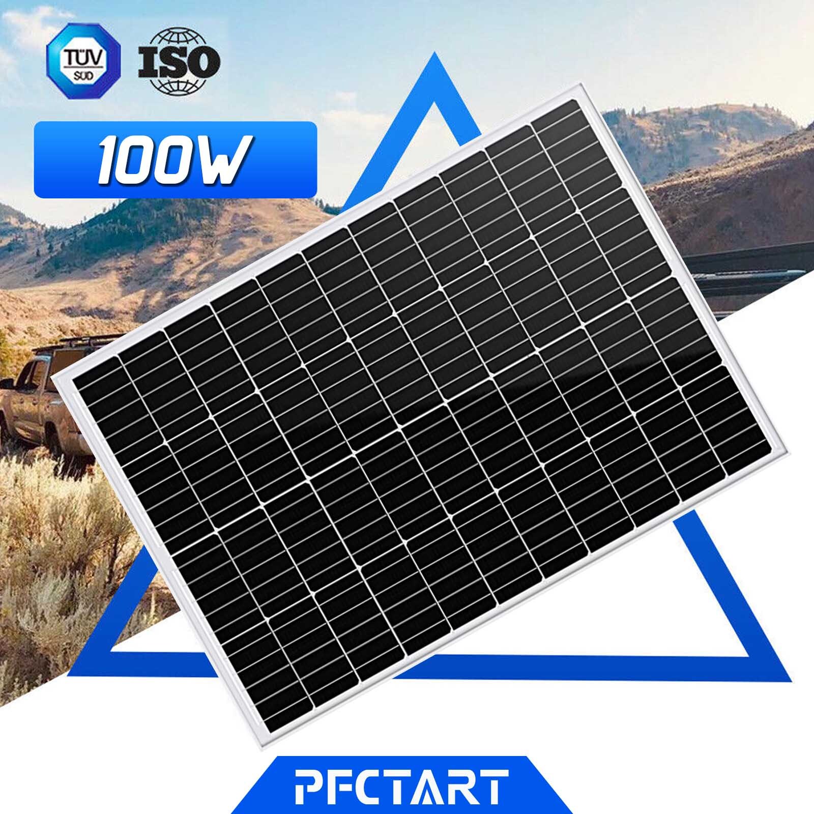 PFCTART 100W 12V Solar Panel High Efficiency Monocrystalline Module RV Boat Home