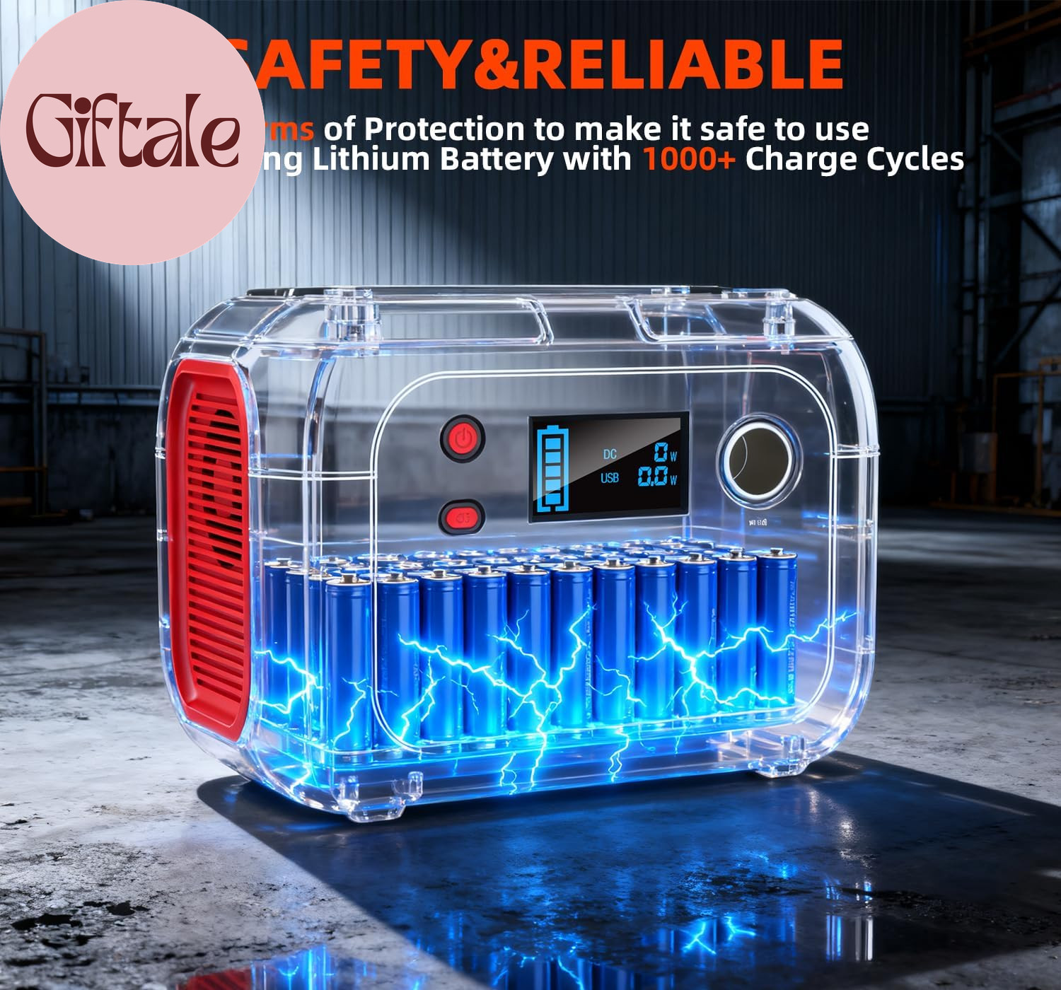 Portable Power Station 300W, 228Wh Solar Generator with 110V Pure Sine Wave AC O