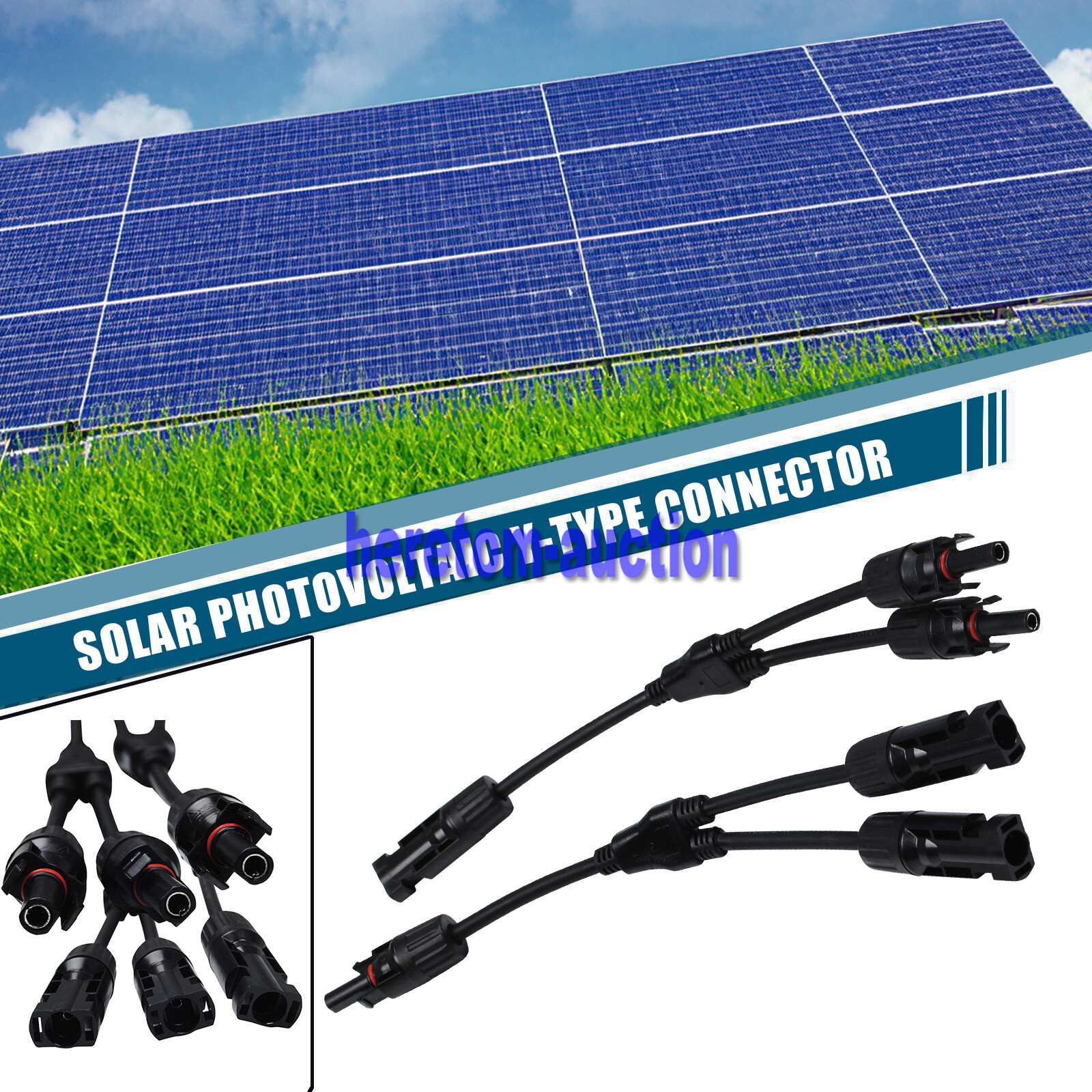 Solar Panel Y Branch Cable Connection Waterproof Adapter Connector Extension