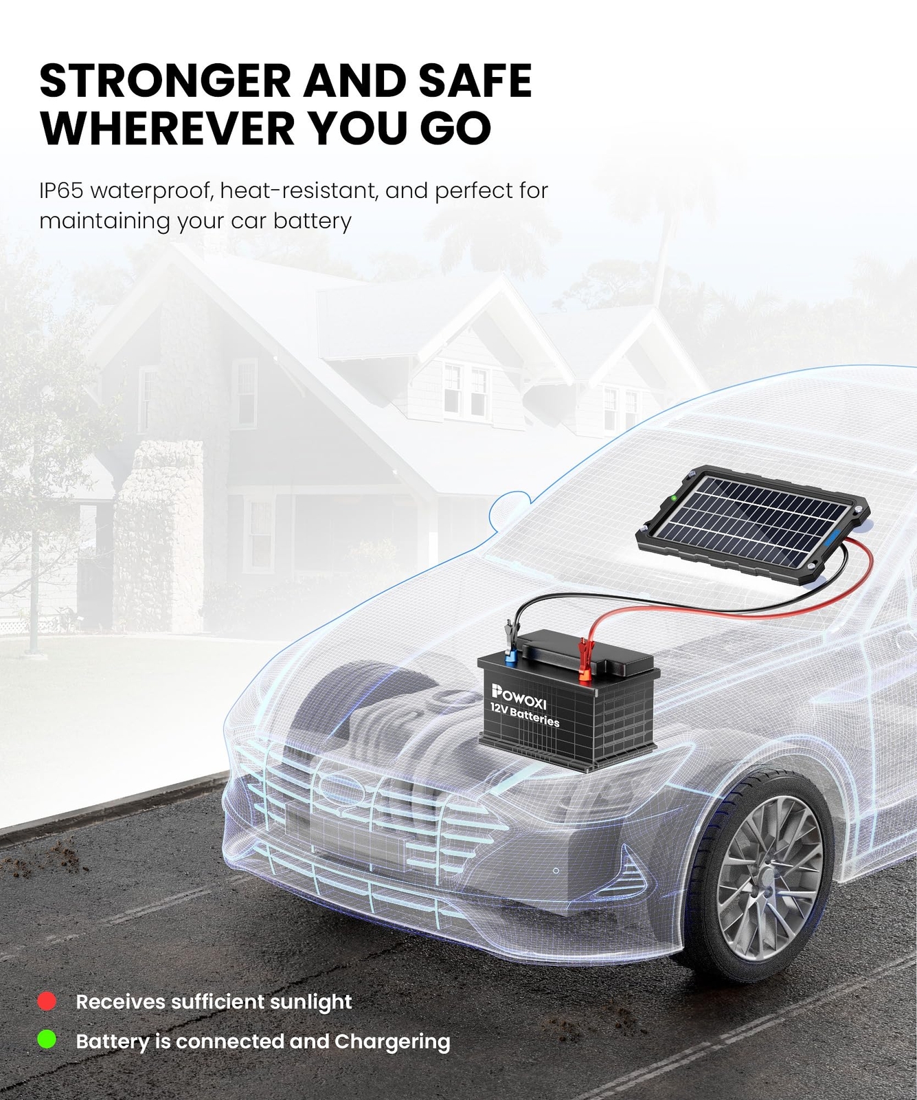 POWOXI Upgraded 7.5w-solar-battery-trickle-charger-12v Waterproof Solar Kit
