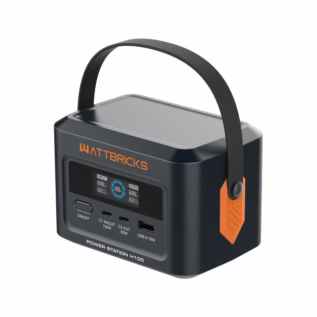 【NEW】WATTBRICKS ENERGY 120-WATT PEAK PORTABLE POWER STATION & SOLAR PANEL BUNDLE