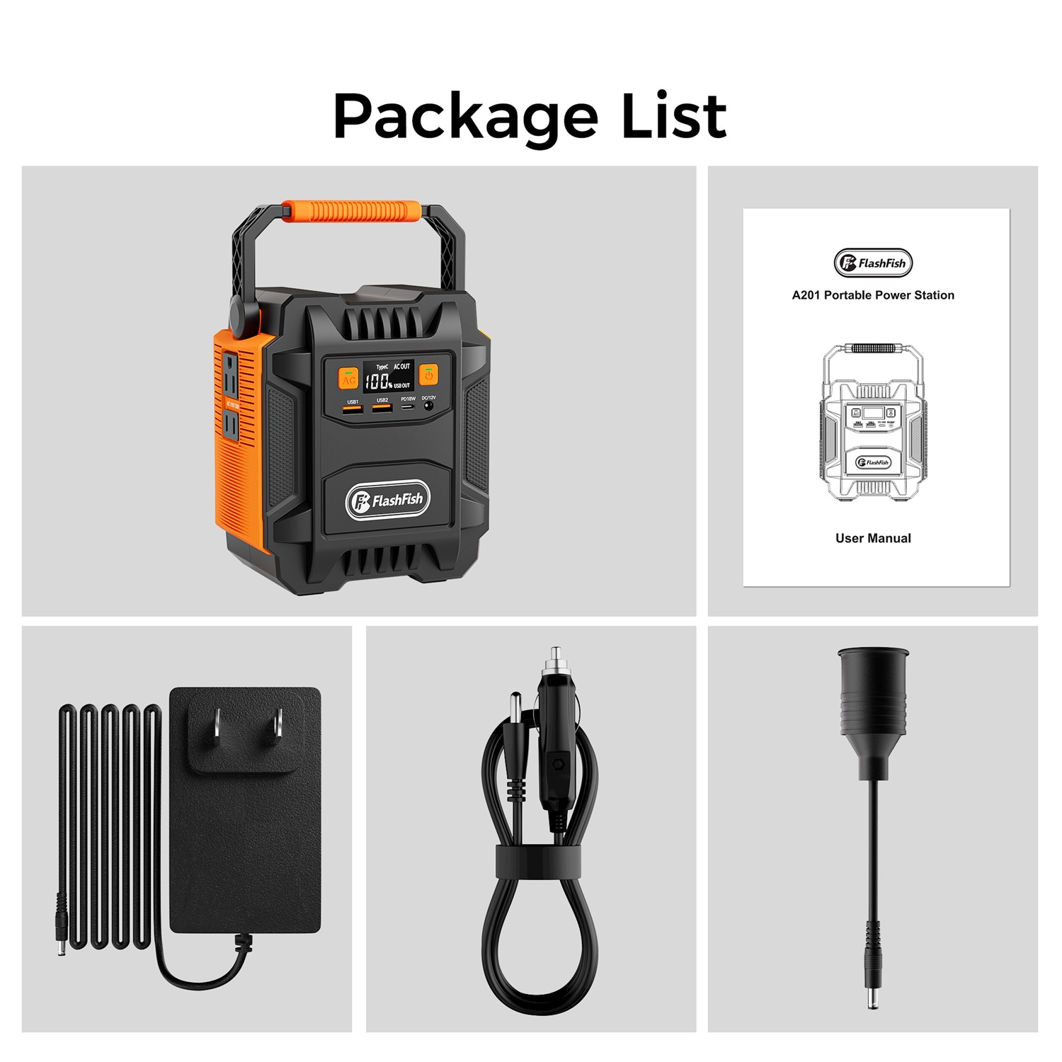 FlashFish A201 200W Portable Power Station 172.8Wh Solar Generator for Camping