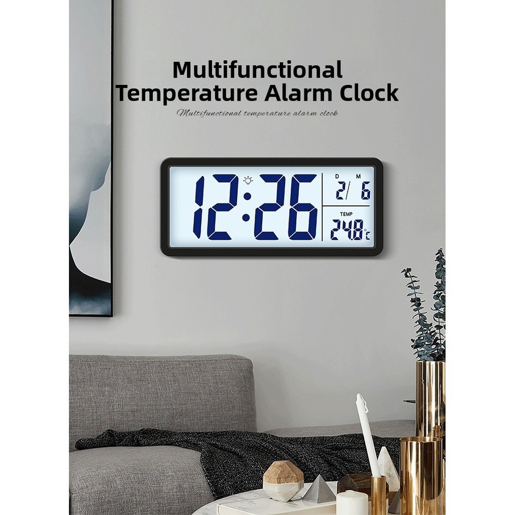 Indoor Climate Digital Wall Clock LCD Nordic Style Temperature Humidity Display