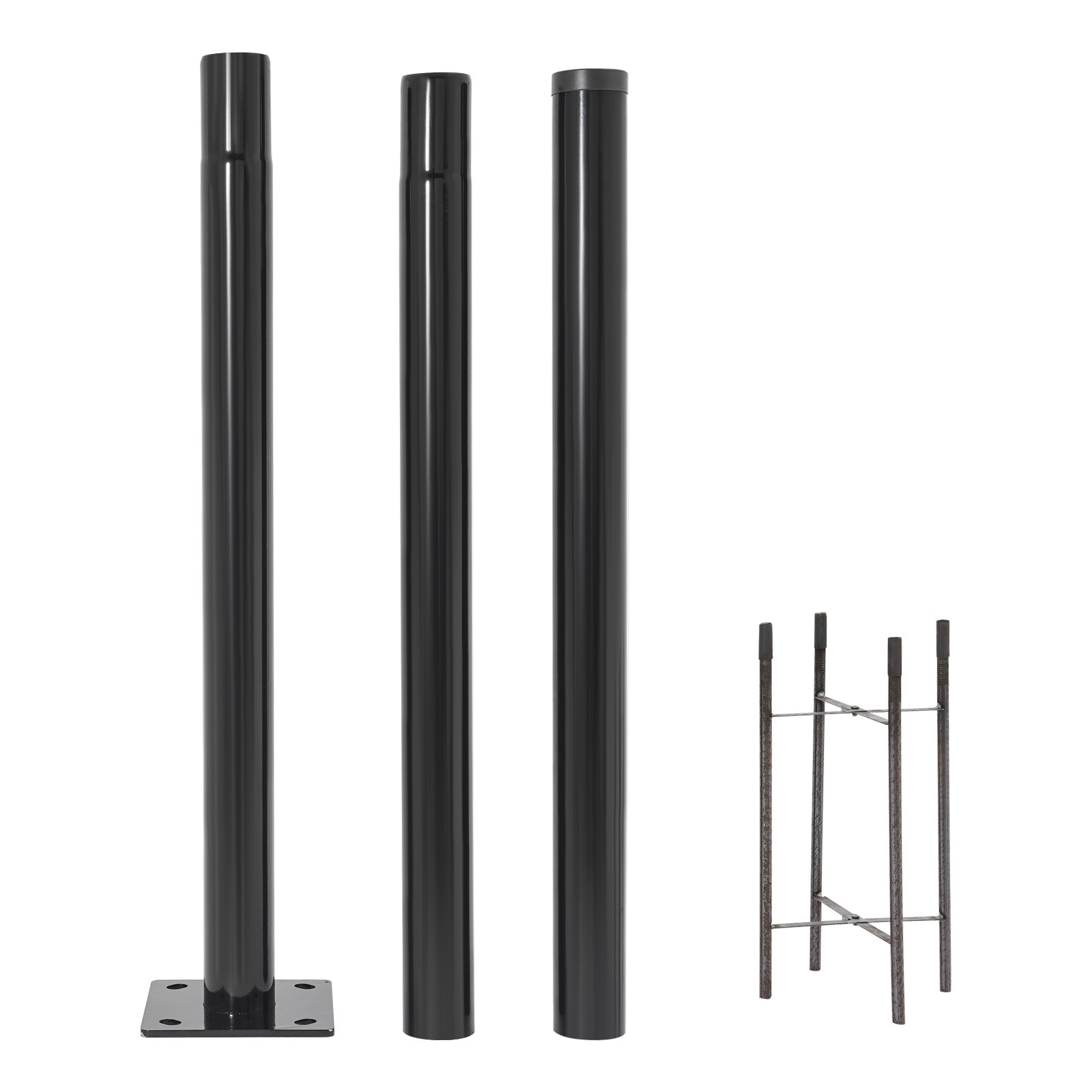 10ft Black Galvanized Steel Outdoor Parking Lot Lighting Post With Ground Cage