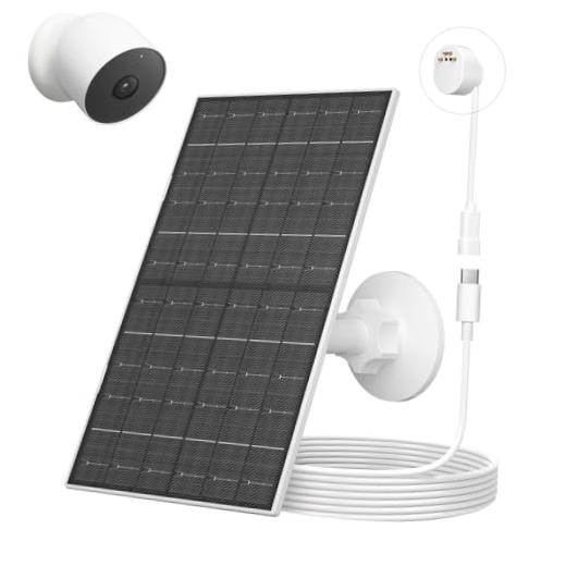 7W Solar Panel Charger for Google Nest Cam Battery Version, USB-C Solar