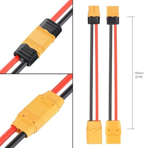 ELFCULB XT60 to XT90 Adapter Cable 12AWG RC Lipo Battery FPV Drone
