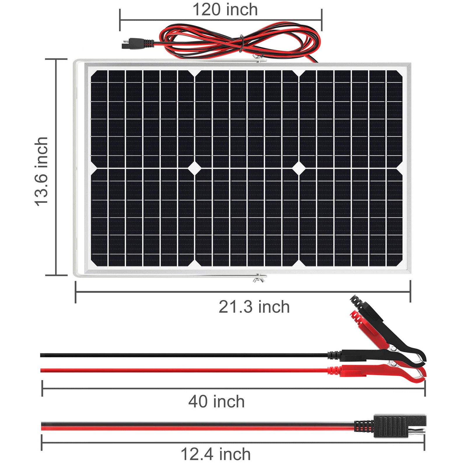 Solar Panel Kit 30W 12V with 10A Waterproof Charge Controller – Trickle Charger