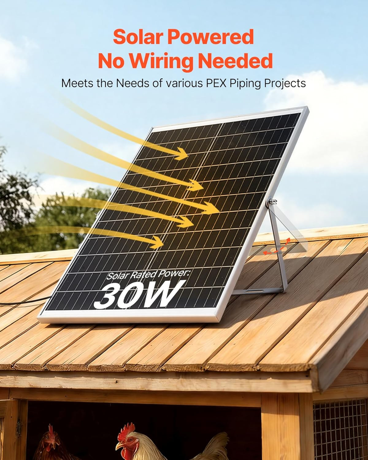 Solar Powered Exhaust Fan Kit 30W Dual Ventilation Chicken Coop Greenhouse Shed