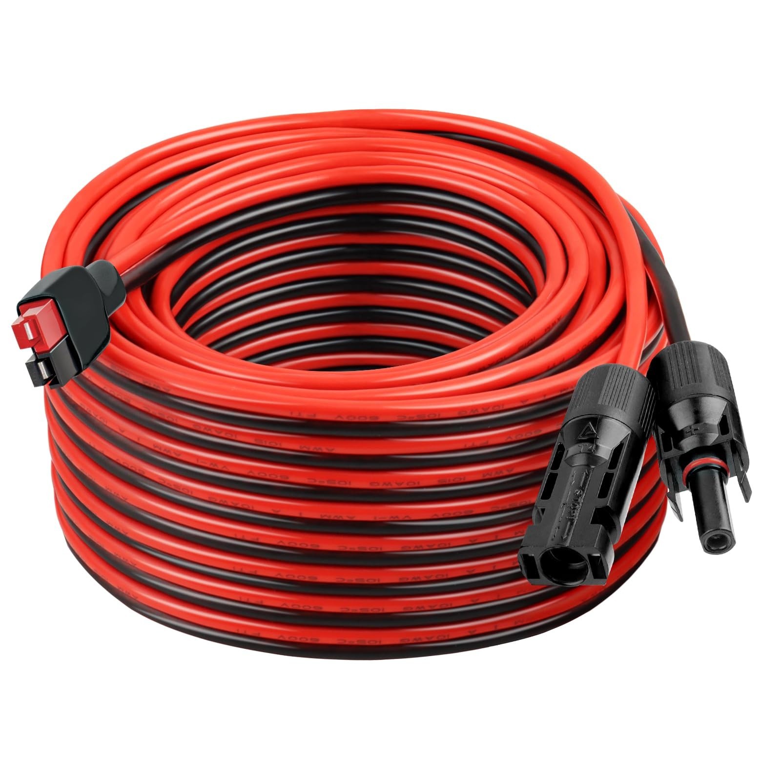 50FT 10AWG Solar Panel Extension Cable, Anderson Connector, Tinned Copper, 600V,