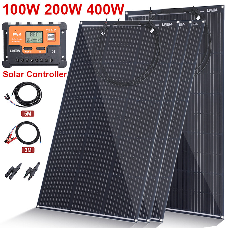 400W Mono Solar Panel Kit 12V Battery Charger w/ Controller Caravan Car Boat RV