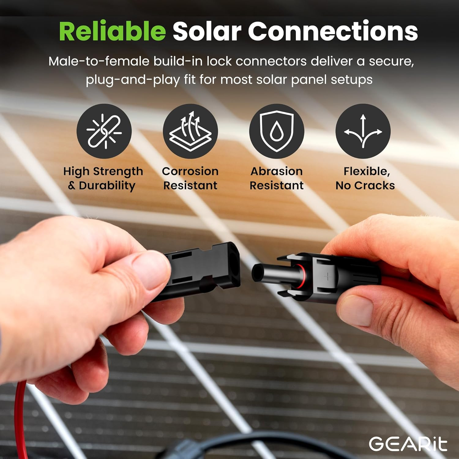 50ft 12 Gauge Solar Panel Extension Cable with MC4 Connectors – 100ft Total