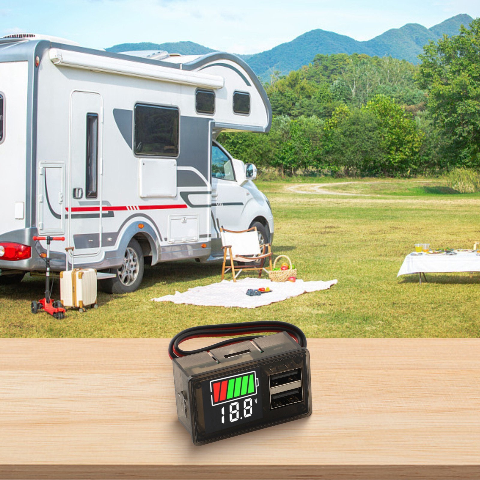 LED Digital Voltmeter DC8 30V with Dual USB Charger for Electronic Repairs