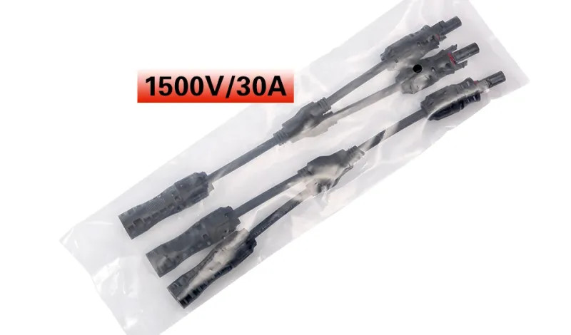 Parallel Connector 2-to-1 PV 1000V 30A Branch Adapter Cable For Combiner Box