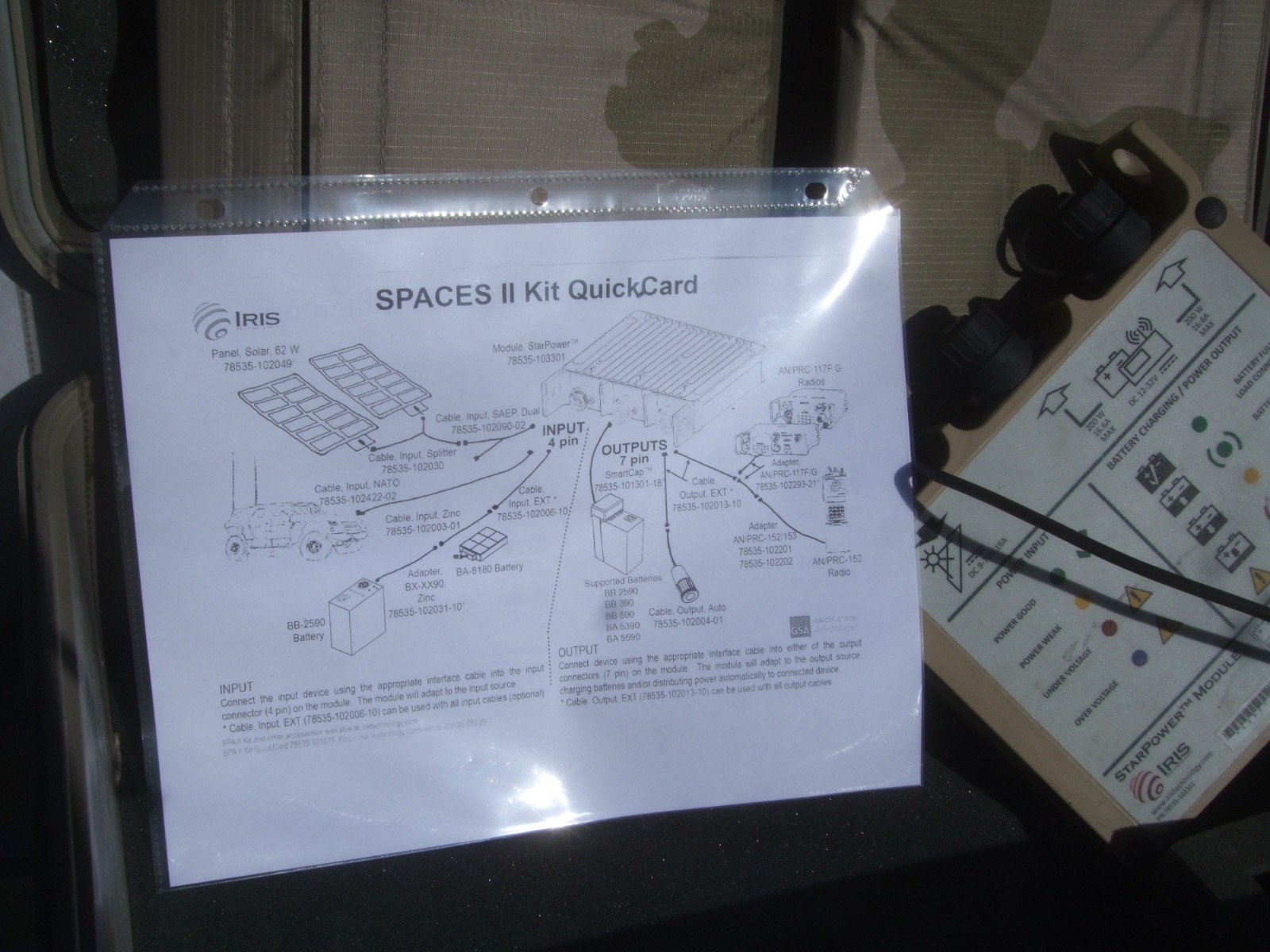 Iris Technology SPACES II Kit USMC Military Portable Solar Energy Field Power 25