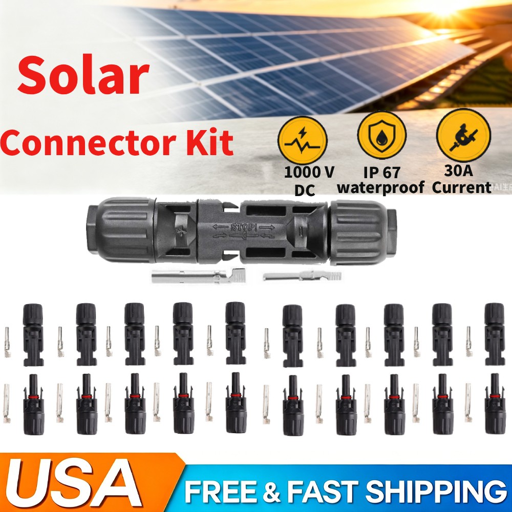 10 Pair Male Female M/F Wire Cable Connector Solar Panel Adapter 30A Waterproof