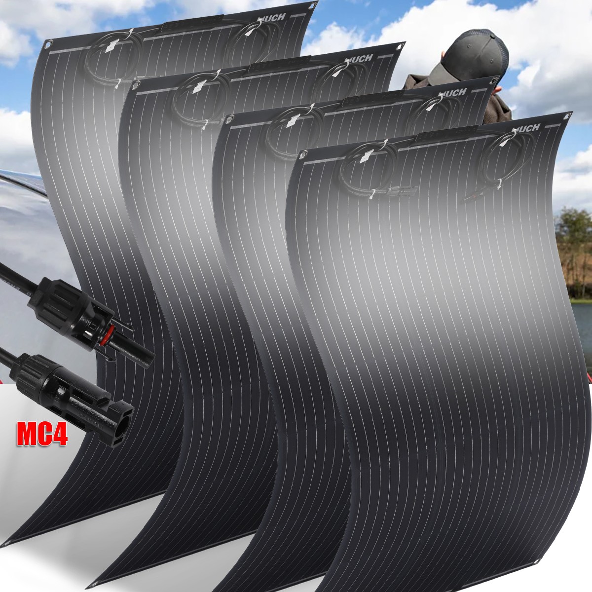 400W Portable Semi-Flexible Solar Panel RV Camping Off-Grid Rooftop 12V/24V/48V