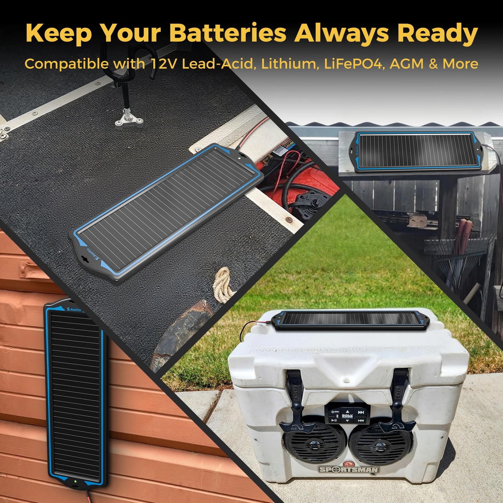 12V Solar Battery Charge Waterproof Portable Solar Panel Kit Battery Maintai…