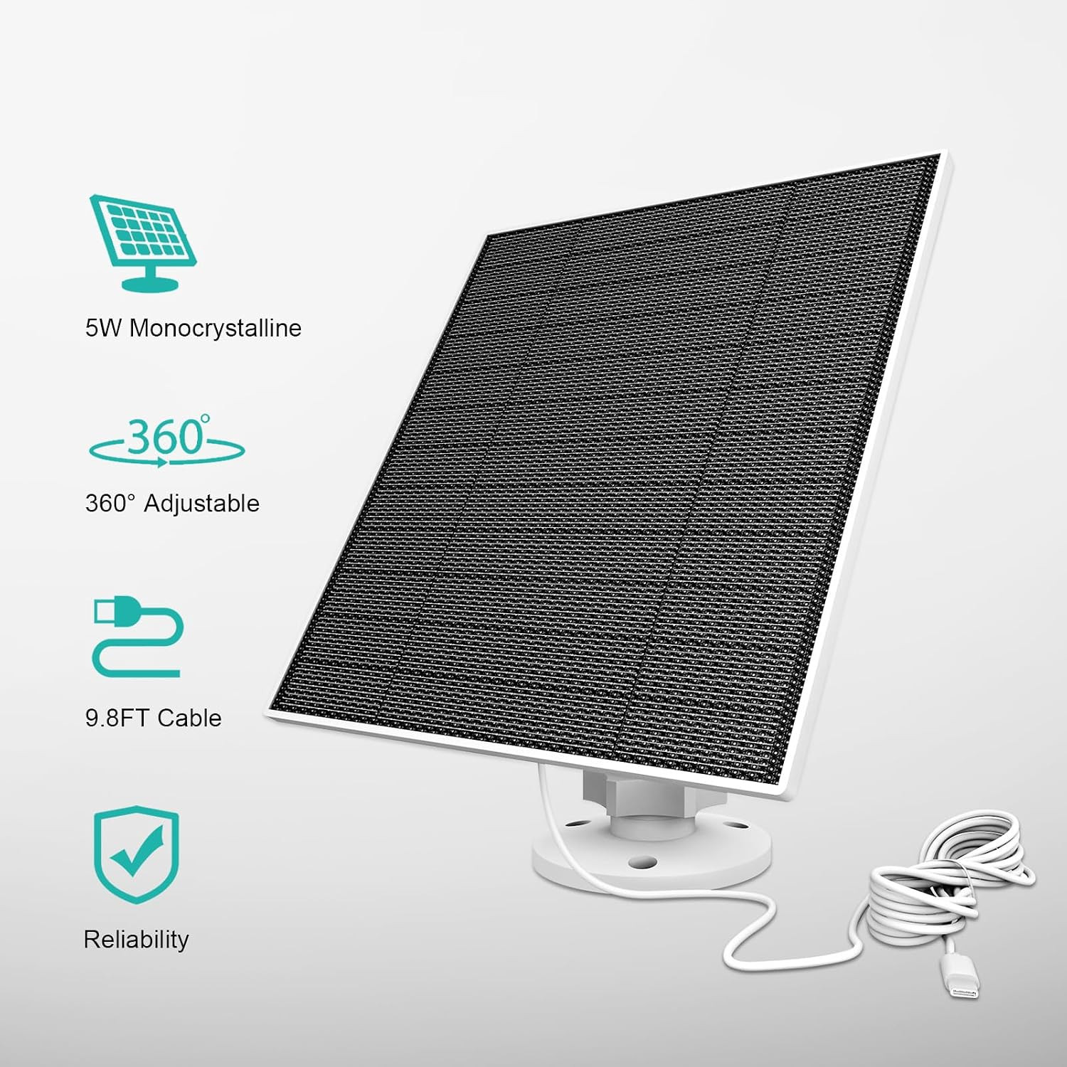 Solar Panel for Eufy Camera, 5W Solar Panel Compatible with Eufycam 3/3C/2/2 Pro