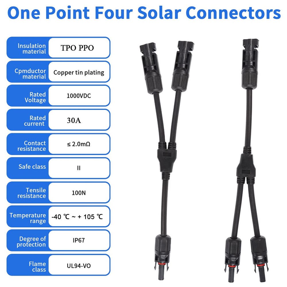 30A Solar Panel Connector Y Type Cable for FFM MMF PV Wire Connector T Splitter