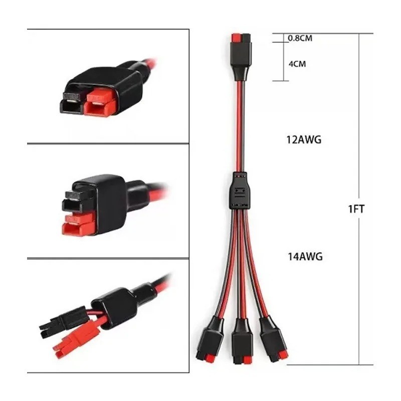 45A Anderson Y Splitter Power Cable 1 to 2/3 Solar Battery Adapter Cord