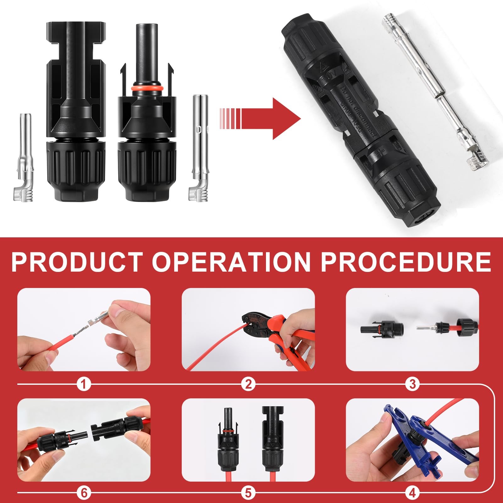 32 PCS Solar Panel Connectors MC4, 16 Pairs Male/Female + 2 Wrenches IP67 Wat…