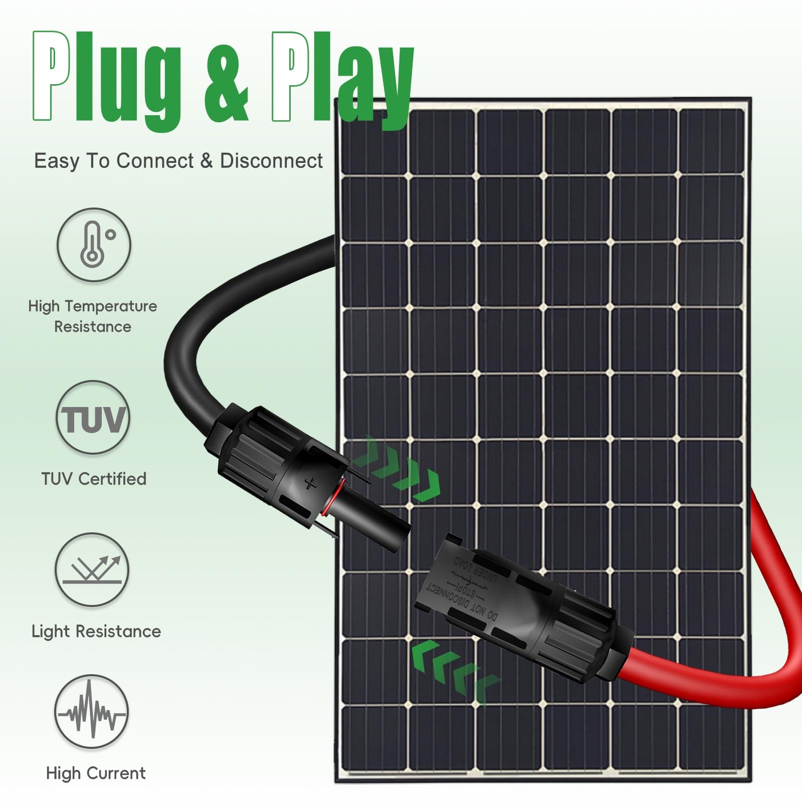 Twin Wire 50 Feet Solar Extension Cable 10AWG with -IP67- Female and Male Con…