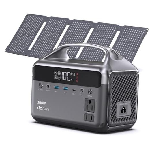 192Wh Solar Generator with Solar Panel Included Portable Power Grey Black