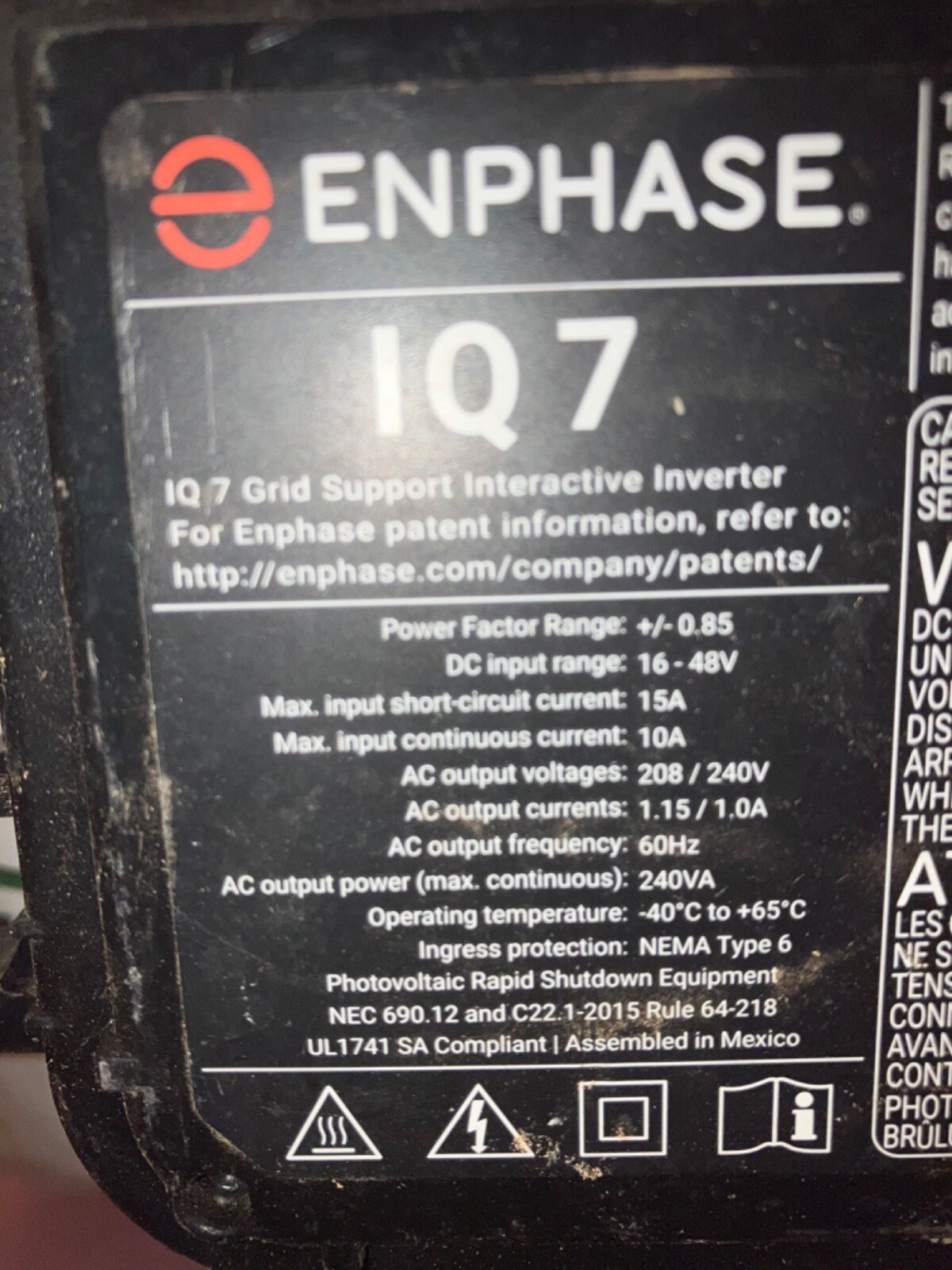 We have ten 320 watt solar panels, the control panel, electrical disconnect pane
