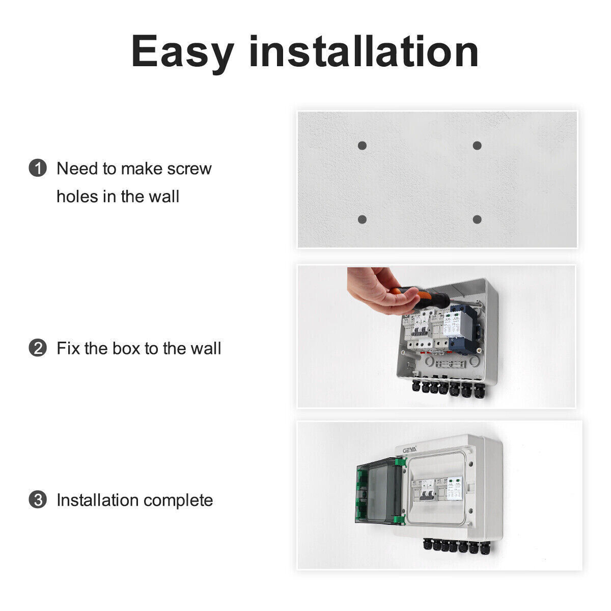 Solar PV Combiner Box Plastic 15A 4strings 1000VDC Circuit Breaker Solar Panel