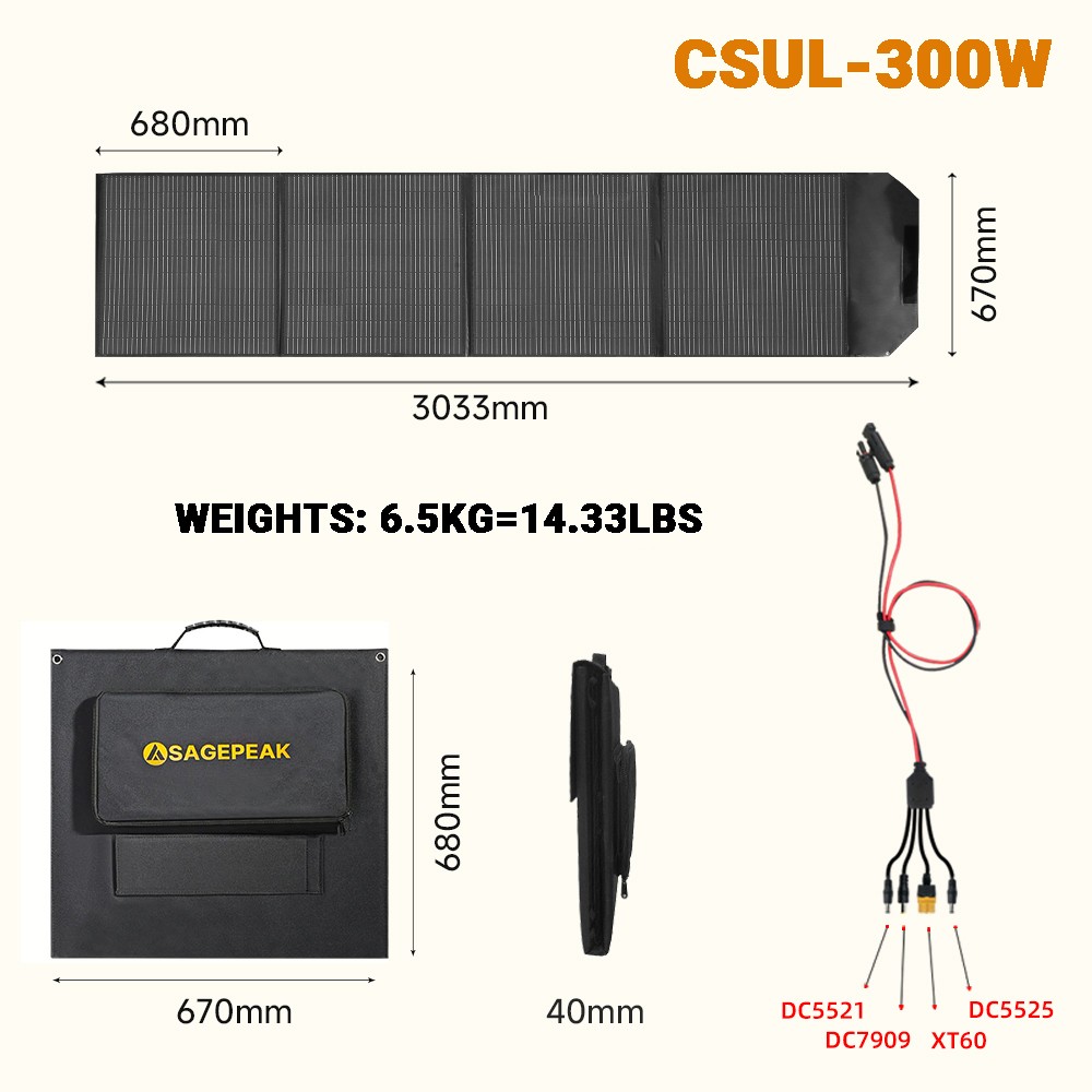 500W 200W 300W 400W Foldable Portable Solar Panel for Power Station Outdoor Camp