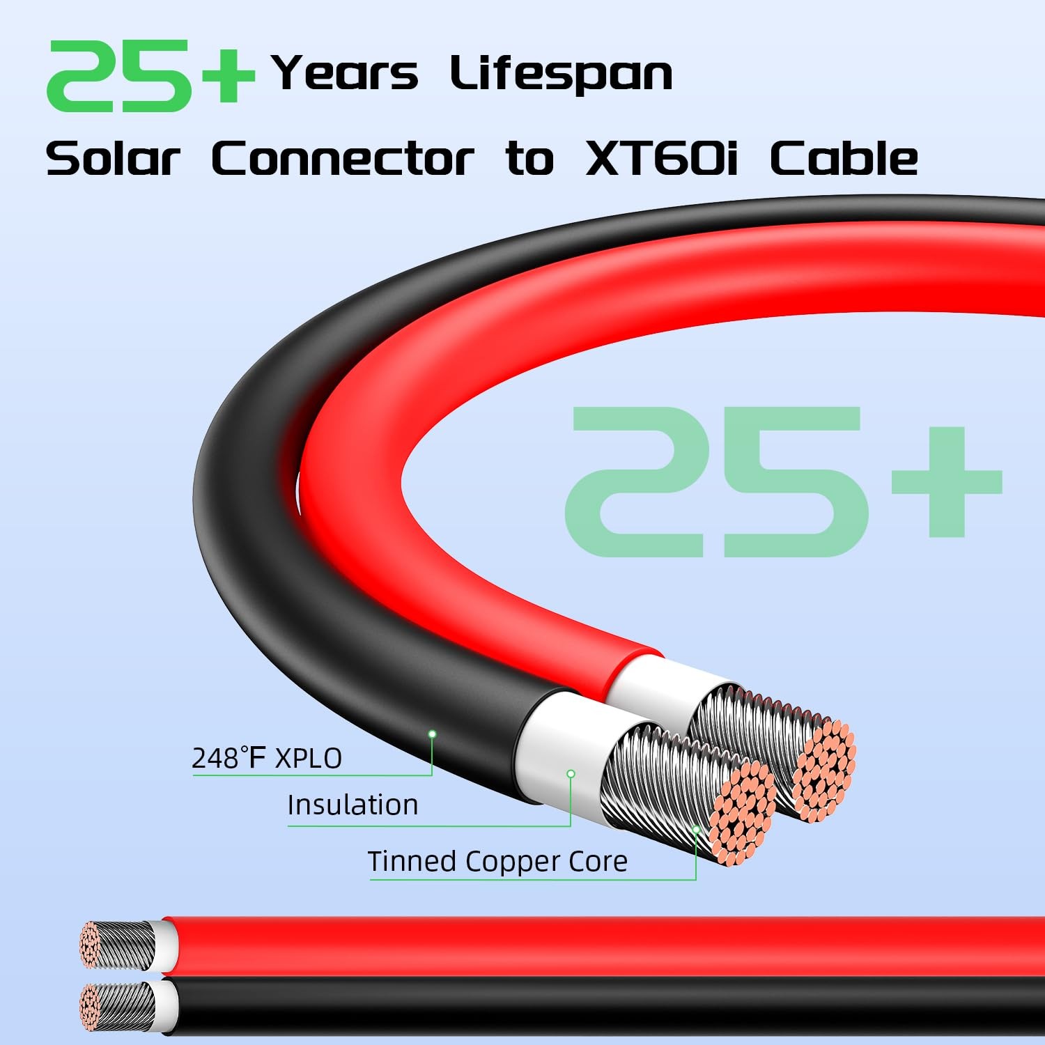 Solar To Xt60i Charge Extension Cable 25ft 10awg Solar Connector To Xt60 Adapter