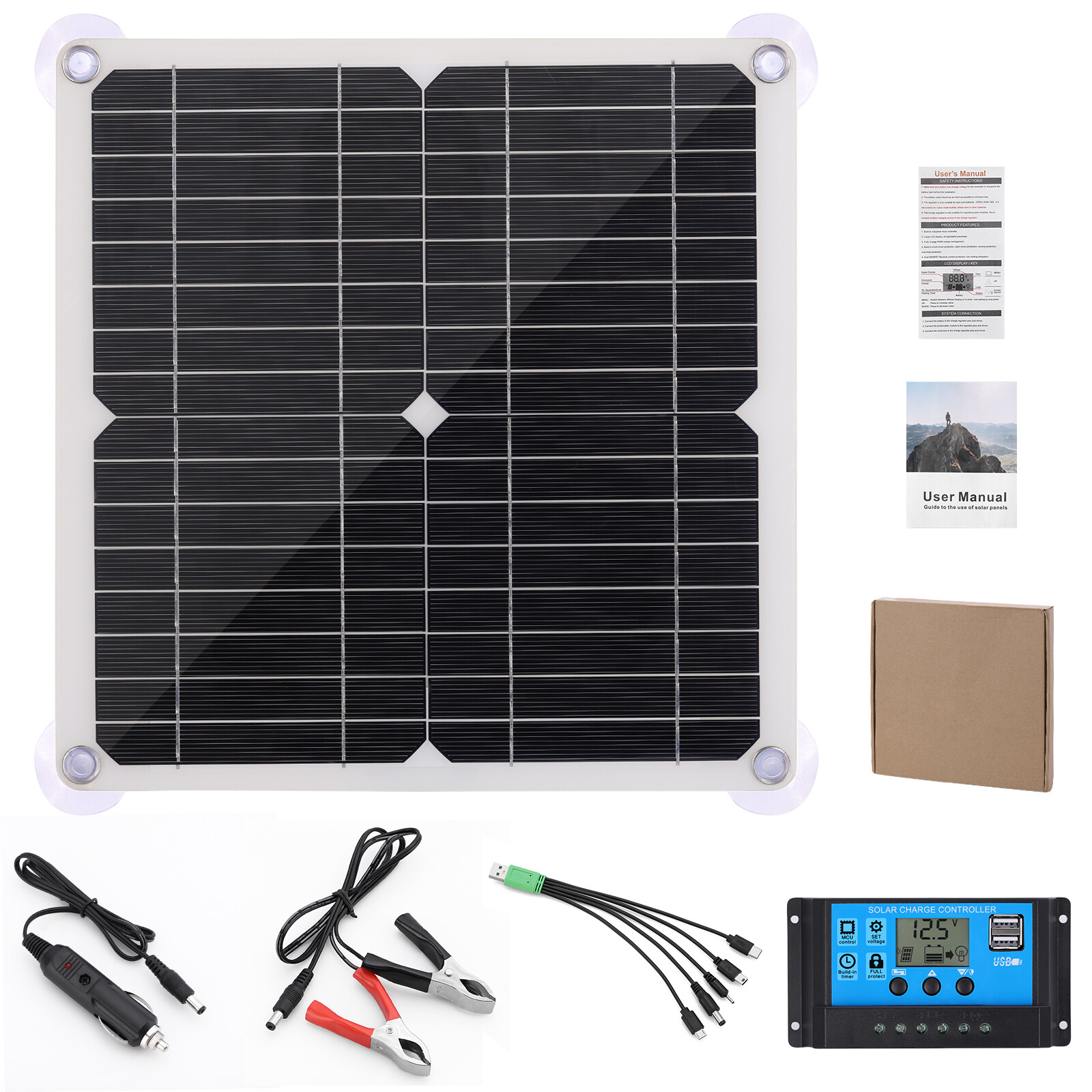 200 Watts Solar Panel Kit 100A Battery Charger + Controller For Caravan Boat RV