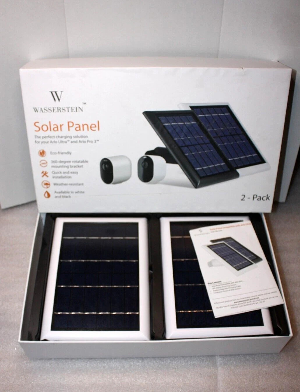 Wasserstein 2W 5V Solar Panel for Arlo Ultra and Pro 3 (2-pack
