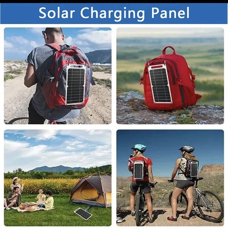 USB Solar Panel Power Bank for Outdoor Camping Hiking Phone Charger 5V Portable