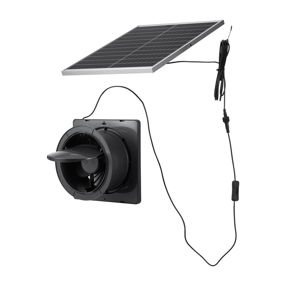 25W Solar Powered Fan 220 CFM Airflow 2030 RPM High Speed Adjustable Panel