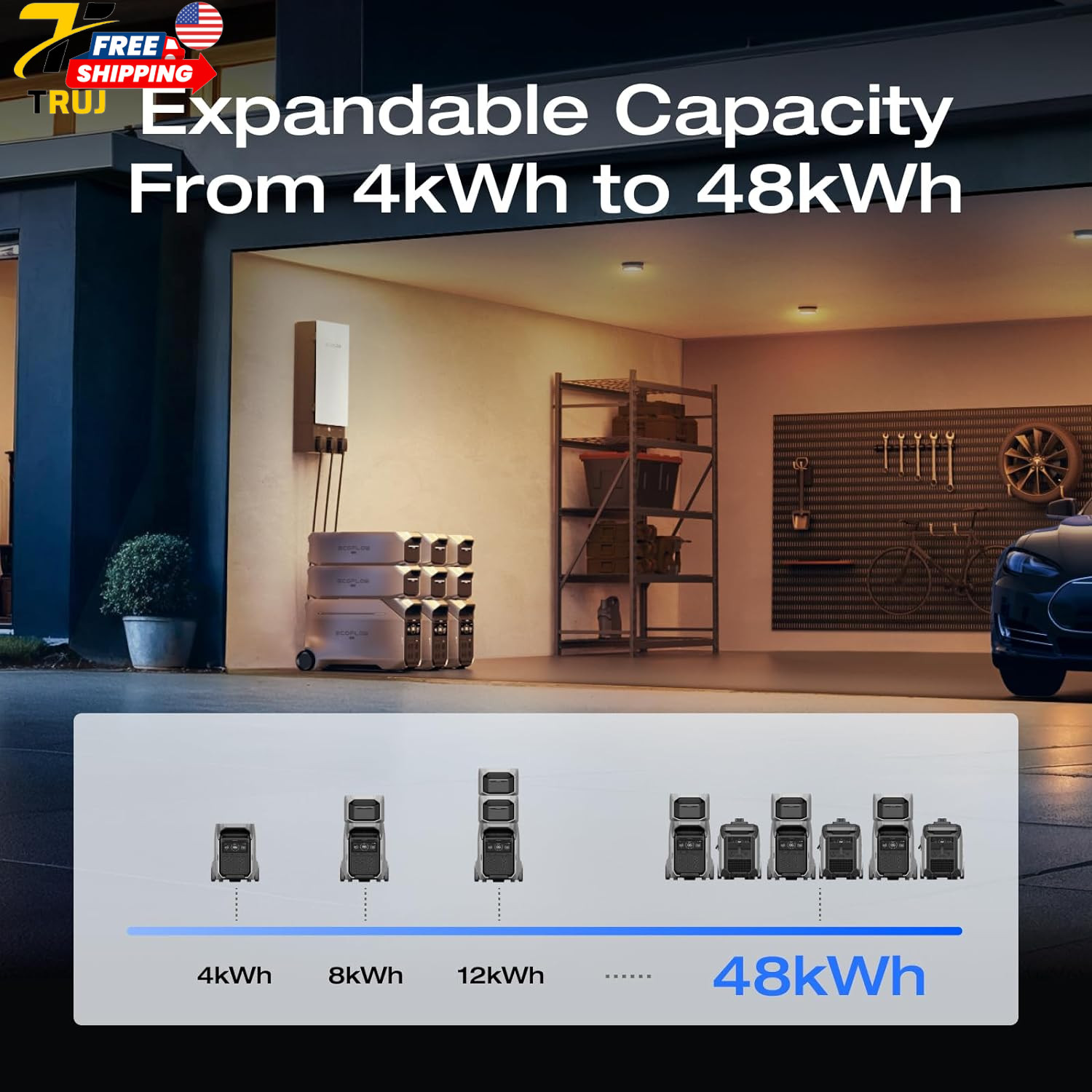 Solar Generator for Home Use Camping DELTA Pro 3 Portable Power Station 4000W