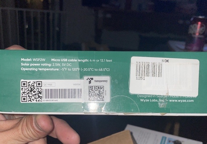 Wyze Solar Panel WSP2W Outdoor Camera Charging Panel 2.5W 5V USB New Sealed