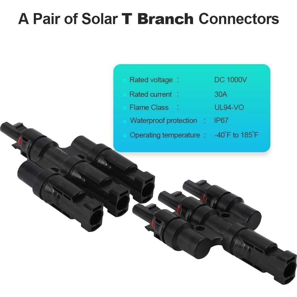 3 Way Solar Panel T Branch Cable Connection Adapter Coupler Connector Waterproof